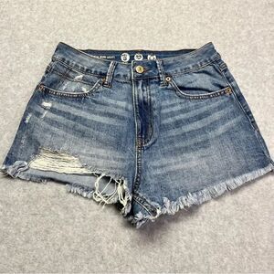 ReWash Women’s Super High Rise Shorts Denim Distressed Shorty Short size 3